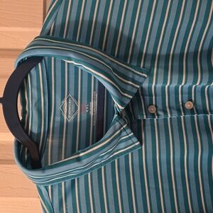 ST. JOHNS BAY BRAND MEN'S BIG & TALL BLUE STRIPED SHORT SLEEVE POLO SIZE 4XL